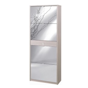 Scarpiera 4 Ante a Specchio Olmo Doppia Ribalta con Cassetto Porta Scarpe Slim