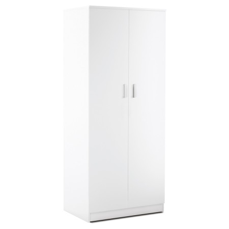 Armadio Bianco 180 2 Ante Appendiabiti Mobile con Ripiano Ufficio Camera Letto