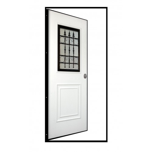 Porta Blindata Vetrata per Esterno con Pannello Bianco in Vetroresina Portone