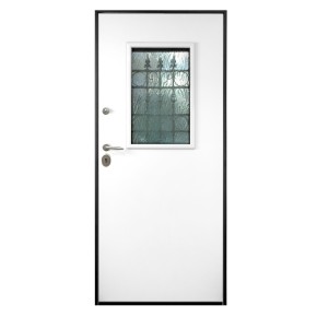 Porta Blindata Vetrata per Esterno con Pannello Bianco in Vetroresina Portone 2