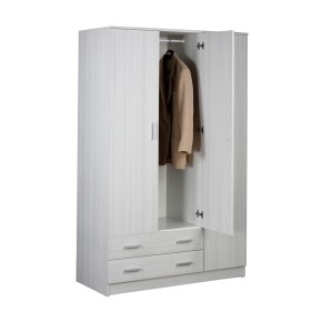 Armadio Bianco 180 h 3 Ante con 2 Cassetti Appendiabiti Mobile Camera da Letto 2