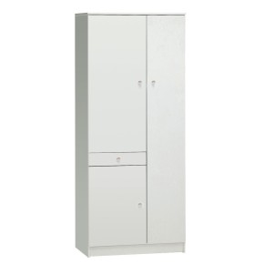 Armadio 180 Bianco 3 Ante Cassetto Mobile Porta Scope 6 Ripiani Scarpiera Bagno