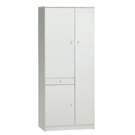 Armadio 180 Bianco 3 Ante Cassetto Mobile Porta Scope 6 Ripiani Scarpiera Bagno