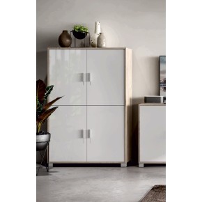 Mobile Credenza 4 Ante Olmo Bianco Lucido Buffet Moderna Dispensa Sala Soggiorno 2