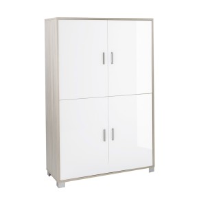 Mobile Credenza 4 Ante Olmo Bianco Lucido Buffet Moderna Dispensa Sala Soggiorno