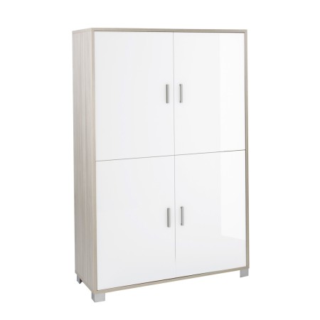 Mobile Credenza 4 Ante Olmo Bianco Lucido Buffet Moderna Dispensa Sala Soggiorno
