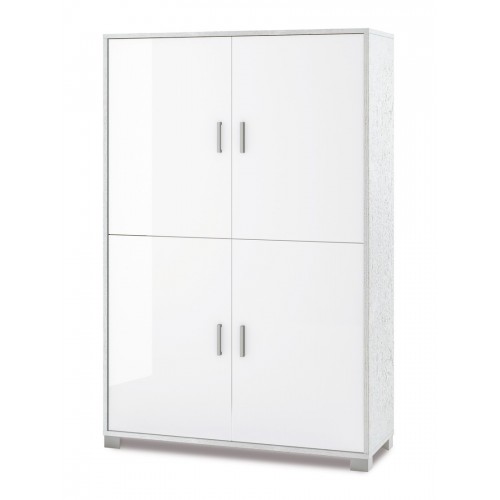 Mobile Credenza 4 Ante Bianco Lucido Buffet Ripiani Ufficio Soggiorno Ingresso