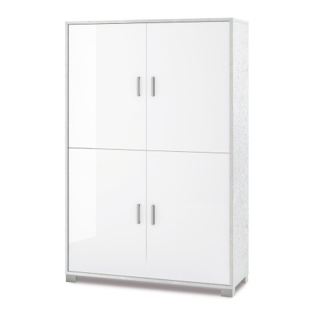 Mobile Credenza 4 Ante Bianco Lucido Buffet Ripiani Ufficio Soggiorno Ingresso