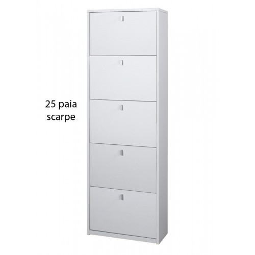 Scarpiera 25 paia 5 Ante a Ribalta Doppia Bianco Portascarpe Salvaspazio Slim