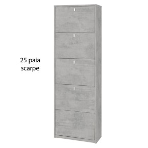 Scarpiera 25 paia 5 Ante a Ribalta Doppia Grigio Beton Porta Scarpe Salvaspazio