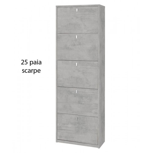 Scarpiera 25 paia 5 Ante a Ribalta Doppia Grigio Beton Porta Scarpe Salvaspazio