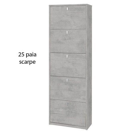 Scarpiera 25 paia 5 Ante a Ribalta Doppia Grigio Beton Porta Scarpe Salvaspazio