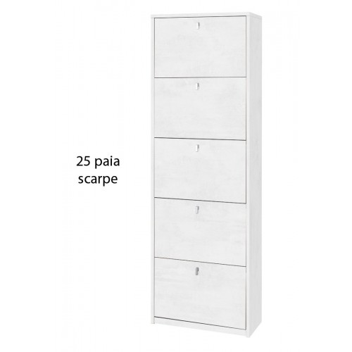Scarpiera 25 paia 5 Ante a Ribalta Doppia Ossido Bianco Portascarpe Salvaspazio