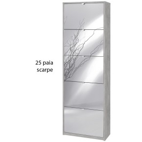 Scarpiera 25 paia 5 Ante Specchio Ribalta Doppia Grigio Porta Scarpe Salvaspazio