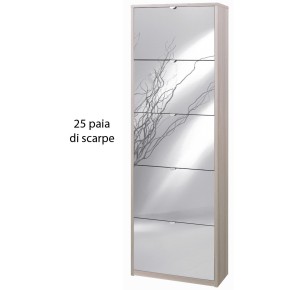 Scarpiera Olmo 5 Ante a Specchio Ribalta Doppia 25 paia Portascarpe Armadio Alto