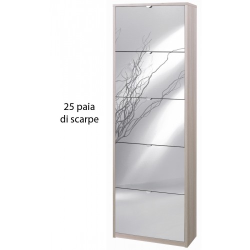 Scarpiera Olmo 5 Ante a Specchio Ribalta Doppia 25 paia Portascarpe Armadio Alto