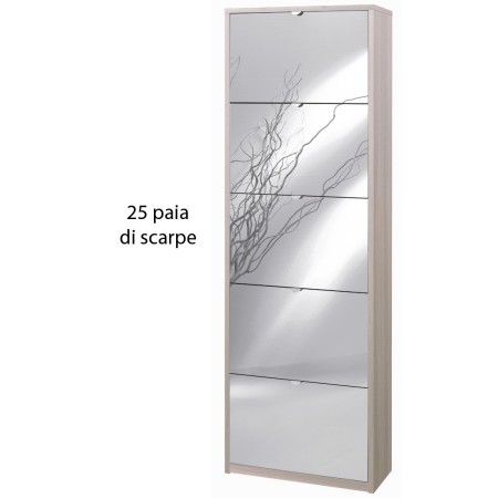 Scarpiera Olmo 5 Ante a Specchio Ribalta Doppia 25 paia Portascarpe Armadio Alto