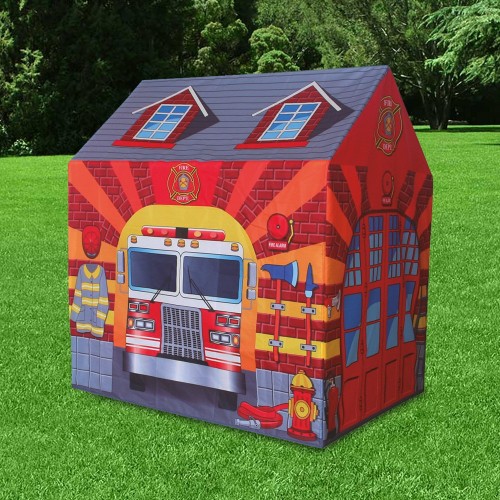 Tenda da Gioco per Bambini Caserma Pompieri Casetta Bimbi Uso Interno Esterno