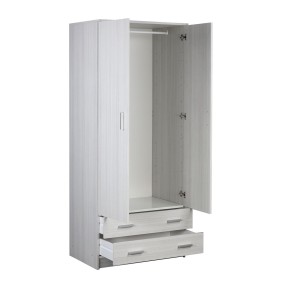Armadio Bianco 180 h 2 Ante con 2 Cassetti Appendiabiti Mobile Camera da Letto 2