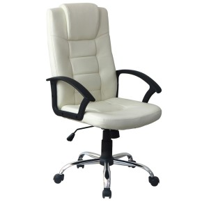 Sedia Ufficio con Ruote Beige Imbottita Braccioli Scrivania Poltrona Ergonomica