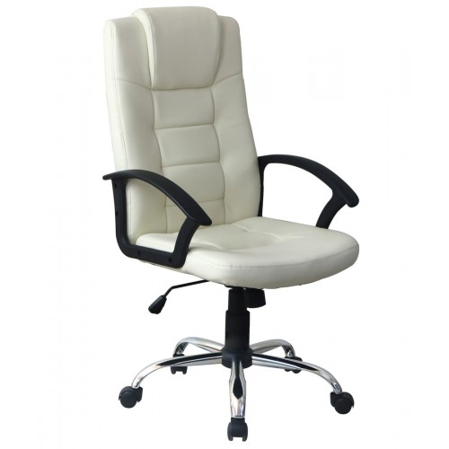 Sedia Ufficio con Ruote Beige Imbottita Braccioli Scrivania Poltrona Ergonomica