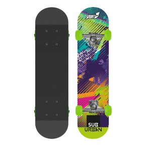 Tavola da Skateboard Nero 80 cm Max 100 kg Bambino in Legno Skate Completo Ruote 2