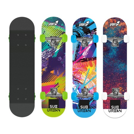 Tavola da Skateboard Nero 80 cm Max 100 kg Bambino in Legno Skate Completo Ruote