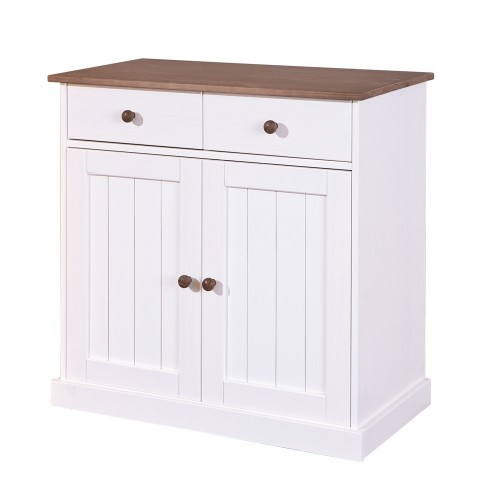 Mobile Credenza 2 Ante 2 Cassetti Bianco Noce Madia Dispensa Buffet da Cucina