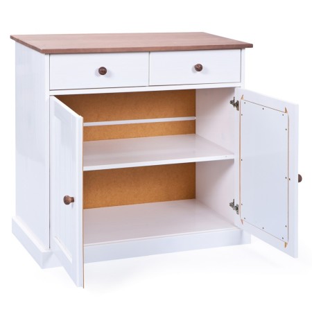 Mobile Credenza 2 Ante 2 Cassetti Bianco Noce Madia Dispensa Buffet da Cucina