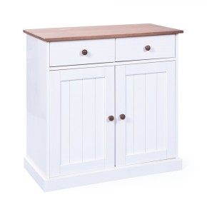 Mobile Credenza 2 Ante 2 Cassetti Bianco Noce Madia Dispensa Buffet da Cucina 2