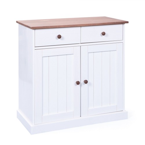 Mobile Credenza 2 Ante 2 Cassetti Bianco Noce Madia Dispensa Buffet da Cucina