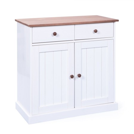 Mobile Credenza 2 Ante 2 Cassetti Bianco Noce Madia Dispensa Buffet da Cucina