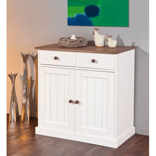 Mobile Credenza 2 Ante 2 Cassetti Bianco Noce Madia Dispensa Buffet da Cucina