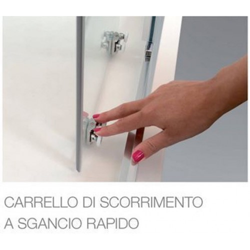 Box Doccia tre 3 Lati 6 mm 2 Ante fisse 1 Porta Scorrevole in Cristallo Opaco