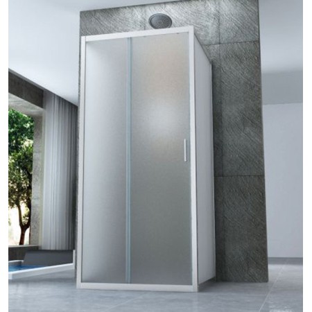 Box Doccia tre 3 Lati 6 mm 2 Ante fisse 1 Porta Scorrevole in Cristallo Opaco