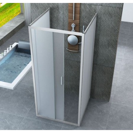 Box Doccia tre 3 Lati 6 mm 2 Ante fisse 1 Porta Scorrevole in Cristallo Opaco