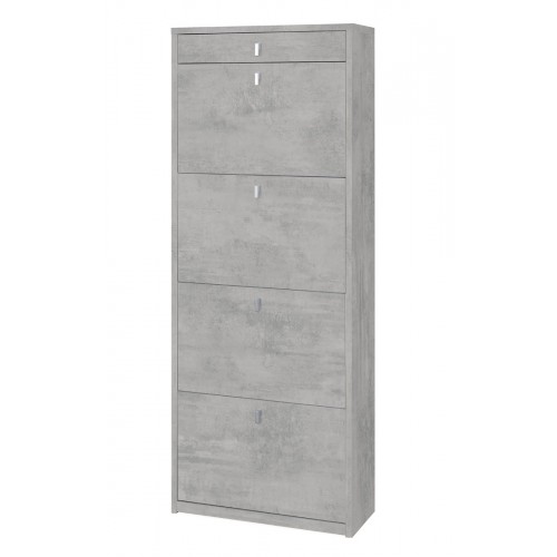 Scarpiera Grigio Cemento 4 Ante a Ribalta Doppia 20 Paia Cassetto Porta Scarpe
