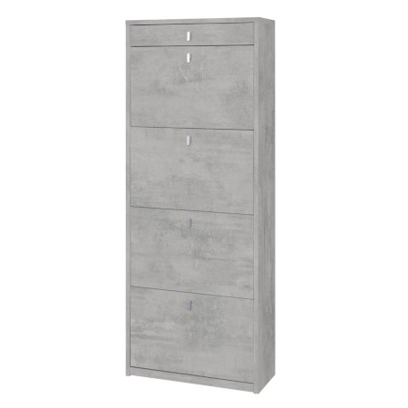 Scarpiera Grigio Cemento 4 Ante a Ribalta Doppia 20 Paia Cassetto Porta Scarpe