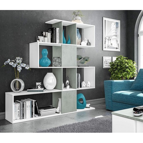 Mobile Libreria Bianca Grigio Design Scaffale Divisorio a Cubi da Parete Moderna
