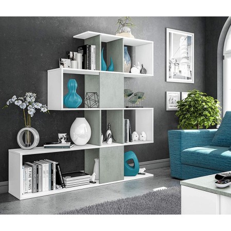 Mobile Libreria Bianca Grigio Design Scaffale Divisorio a Cubi da Parete Moderna