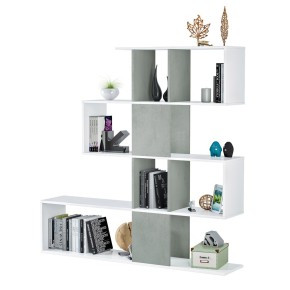 Mobile Libreria Bianca Grigio Design Scaffale Divisorio a Cubi da Parete Moderna