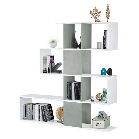 Mobile Libreria Bianca Grigio Design Scaffale Divisorio a Cubi da Parete Moderna
