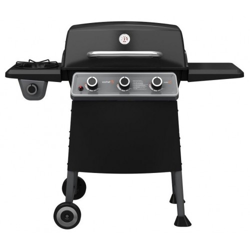 Barbecue a Gas 3 Bruciatori in Acciaio Fornello Laterale 2 Griglie Coperchio BBQ
