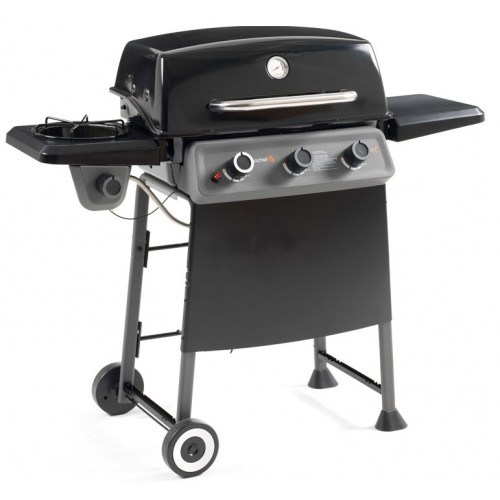 Barbecue a Gas 3 Bruciatori in Acciaio Fornello Laterale 2 Griglie Coperchio BBQ
