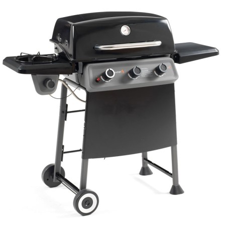 Barbecue a Gas 3 Bruciatori in Acciaio Fornello Laterale 2 Griglie Coperchio BBQ