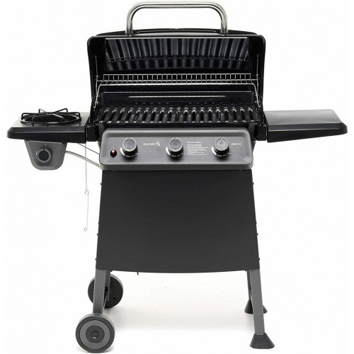 Barbecue a Gas 3 Bruciatori in Acciaio Fornello Laterale 2 Griglie Coperchio BBQ