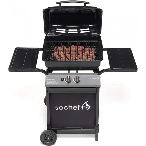 Barbecue a Gas con Pietra Lavica 2 Bruciatori in Acciaio Inox Griglia da Balcone
