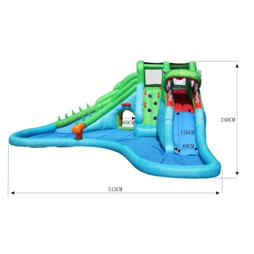 Giochi Gonfiabile Acquatico Bambini Coccodrillo Scivolo Canestro Spruzzi Acqua