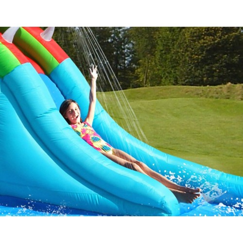 Giochi Gonfiabile Acquatico Bambini Coccodrillo Scivolo Canestro Spruzzi Acqua