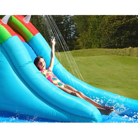 Giochi Gonfiabile Acquatico Bambini Coccodrillo Scivolo Canestro Spruzzi Acqua